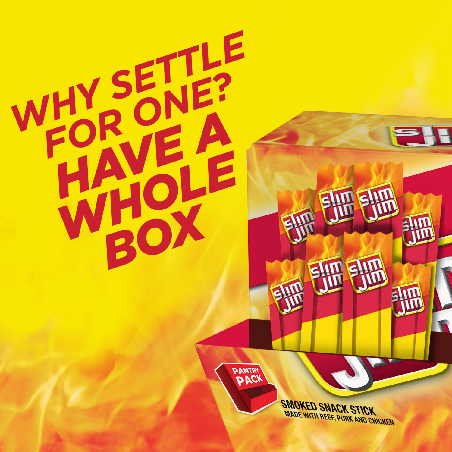 slide 6 of 6, Slim Jim Pantry Pack Snack Size Original Smoked Stick 46-0.28 oz, 46 ct