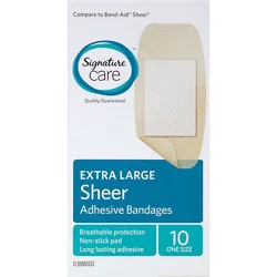 Signature Select/care Adhesive Bandages Sheer Extra Large One Size - 10 Count