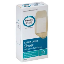Signature Select/care Adhesive Bandages Sheer Extra Large One Size - 10 Count