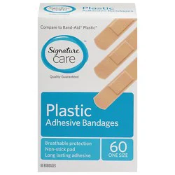 Signature Select/care Adhesive Bandages Plastic One Size - 60 Count