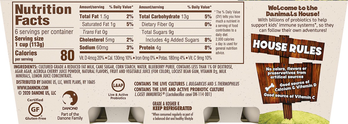 slide 12 of 13, Super Danimals Lowfat Blueberry Yogurt 6 ea, 6 ct