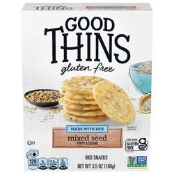 GOOD THiNS Mixed Seed Rice Snacks Gluten Free Crackers, Snack Crackers, 3.5 oz