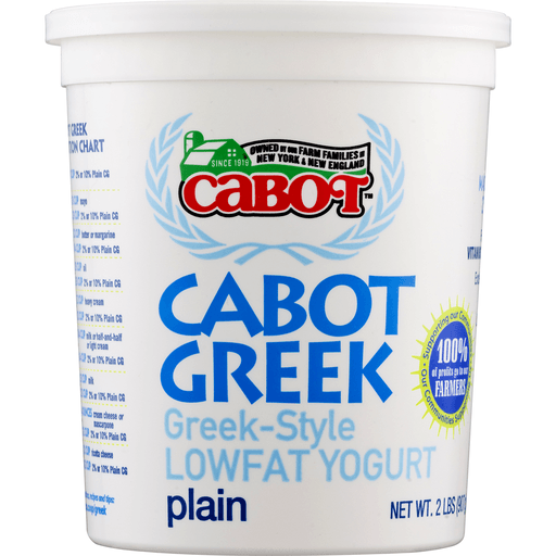 slide 4 of 8, Cabot Lowfat Plain Greek Yogurt, 2 lb