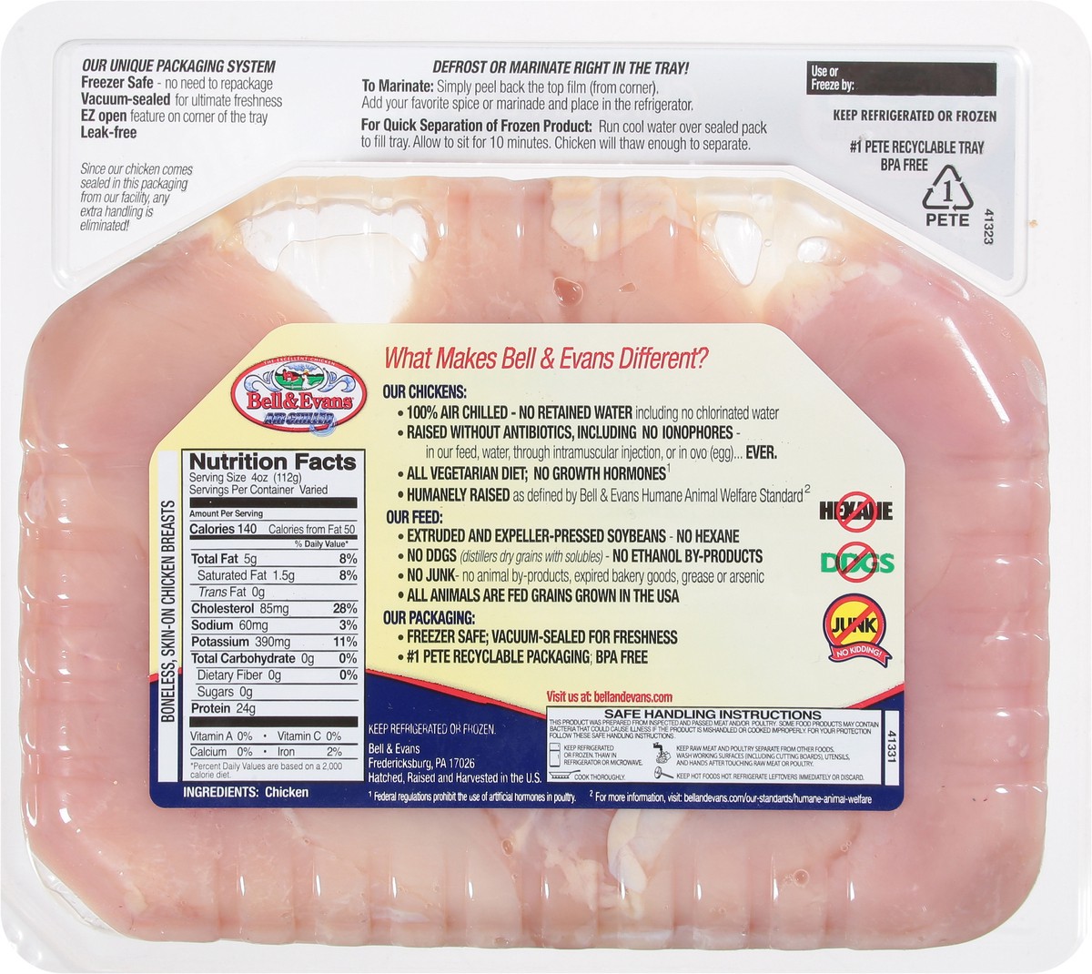 slide 9 of 14, Bell & Evans Air Chilled Boneless Skin-On Chicken Breasts 1 ea, 8 oz