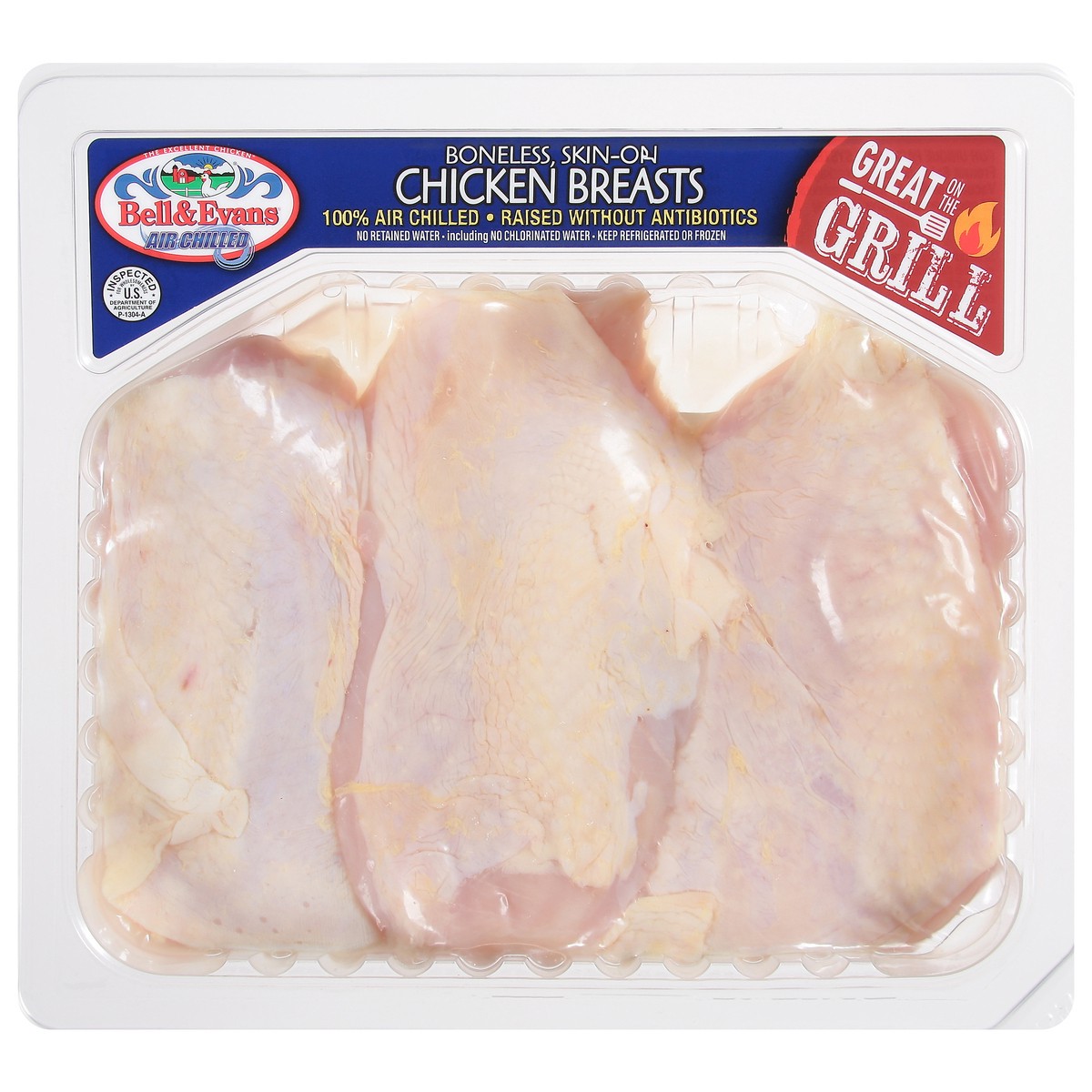 slide 1 of 14, Bell & Evans Air Chilled Boneless Skin-On Chicken Breasts 1 ea, 8 oz