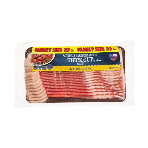 slide 1 of 1, naturally hardwood smoked thick cut bacon, family size, 22 oz