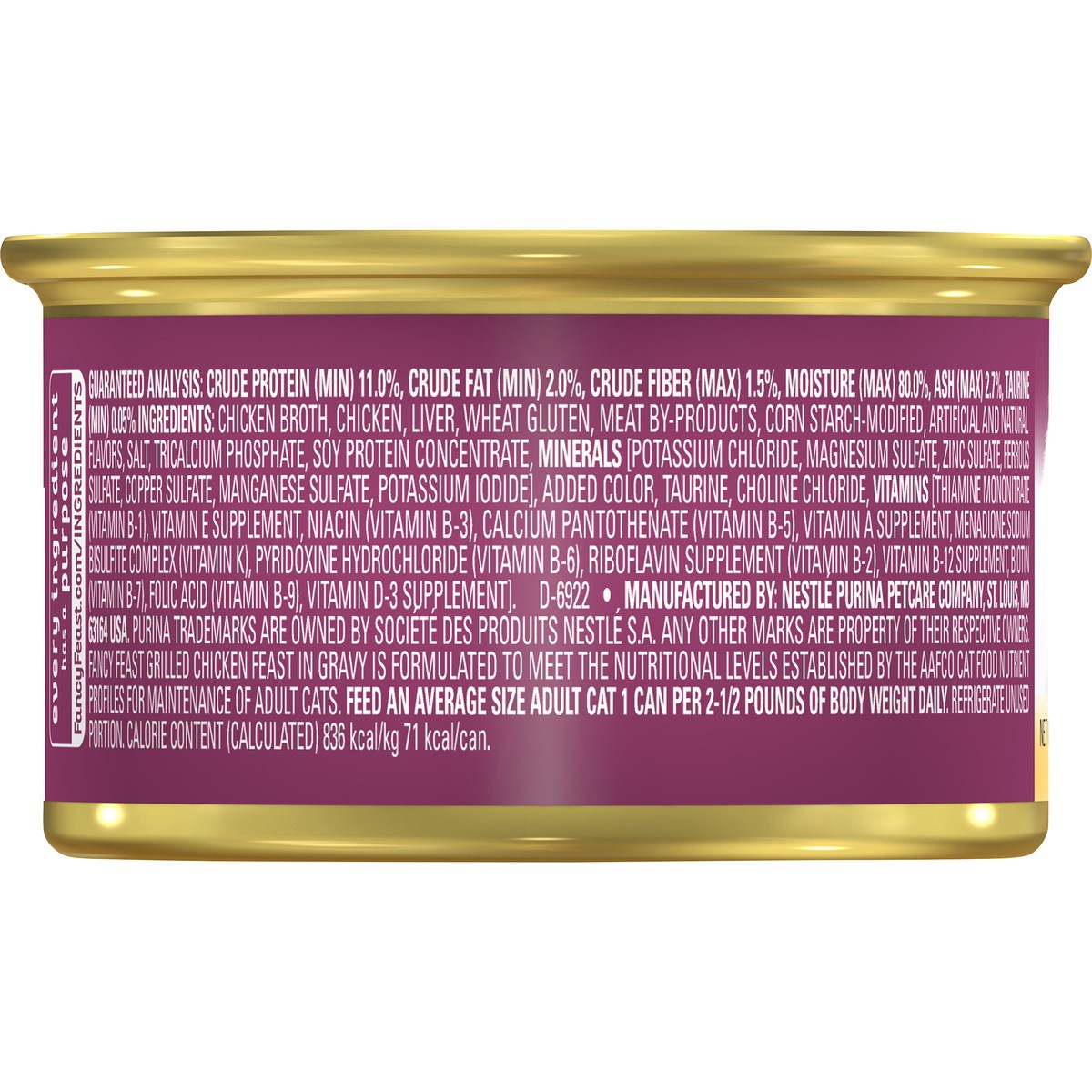 slide 2 of 3, Fancy Feast Purina Fancy Feast Grilled Wet Cat Food Chicken Feast in Wet Cat Food Gravy - 3 oz. Can, 3 oz
