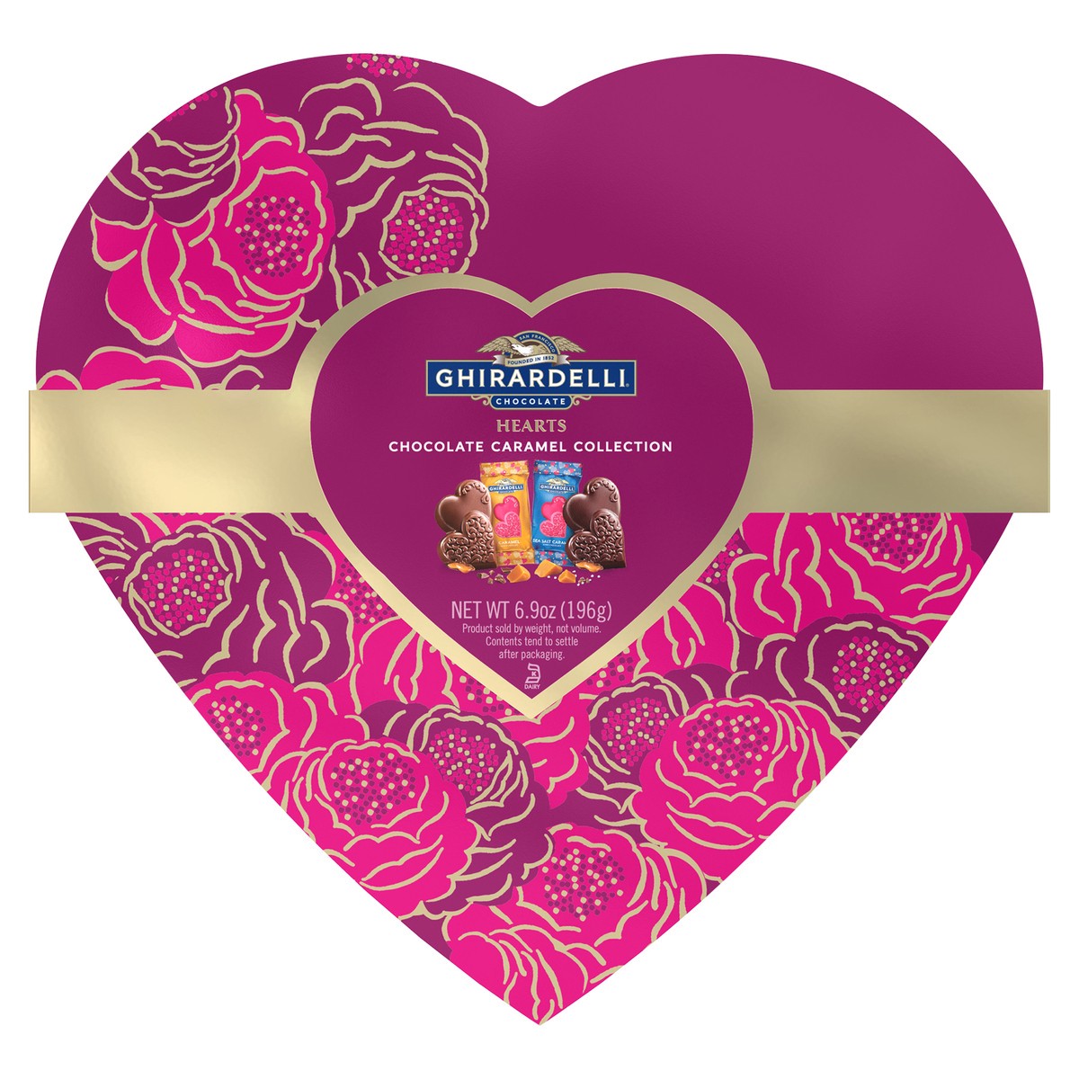 slide 1 of 7, GHIRARDELLI Chocolate Caramel Hearts Collection Heart Shaped Box, 6.9 oz, 6.9 oz