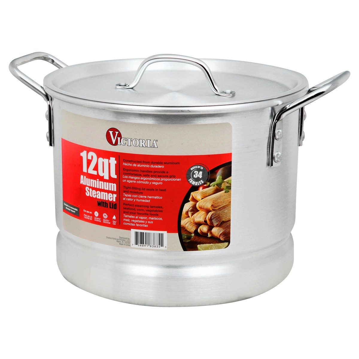 slide 3 of 9, Victoria 12 Quart with Lid Aluminum Steamer 1 ea, 12 qt