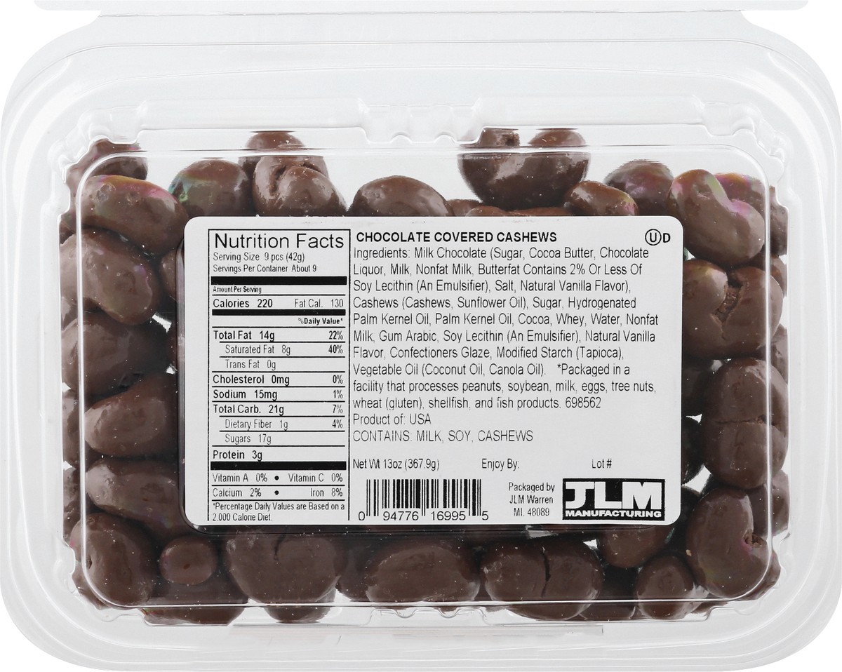 slide 8 of 13, JLM Tub Chocolate Covered Cashews 13 oz, 13 oz