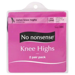 No Nonsense Sheer Toe Off Black Knee Highs one Size