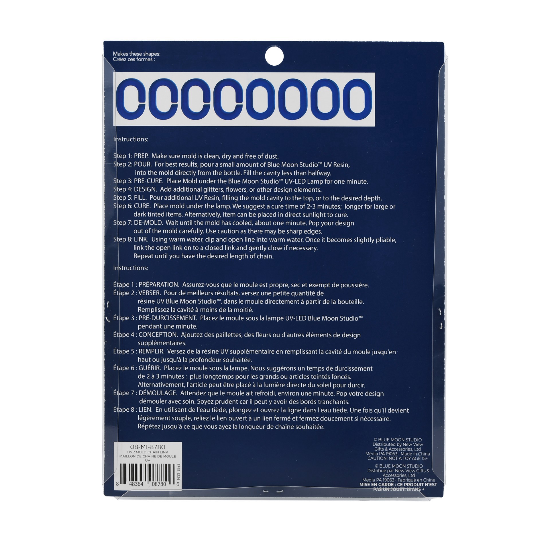 slide 4 of 5, Blue Moon Studio Uv Resin Craft Chain Link Mold, 3.15 in x 3.54 in x 0.47 in