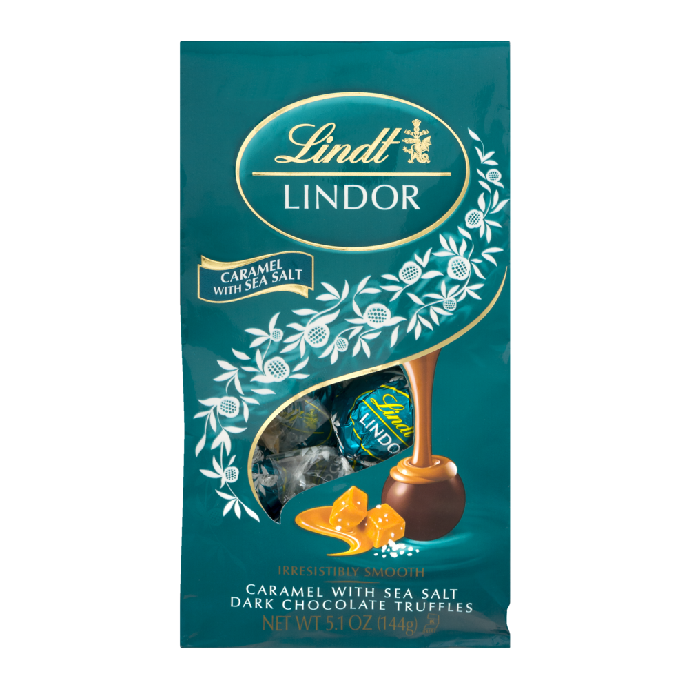 slide 1 of 1, Lindt Lindor Caramel with Sea Salt Dark Chocolate Truffles, 5.1 oz