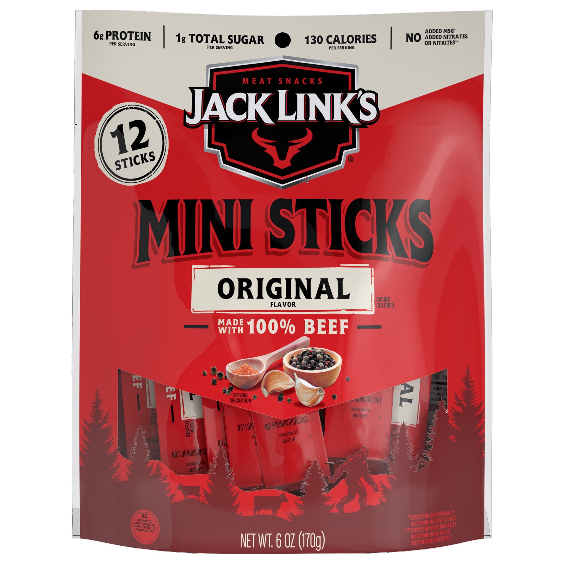 slide 1 of 1, Jack Link's Mr Beast Zero Sugar Original Mini Beef Sticks 12 Sticks, 12 ct