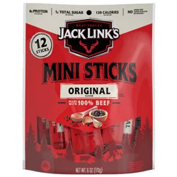 Jack Link's x MrBeast Original Mini Beef Sticks, 6 oz bag of 12 x 0.5 oz sticks