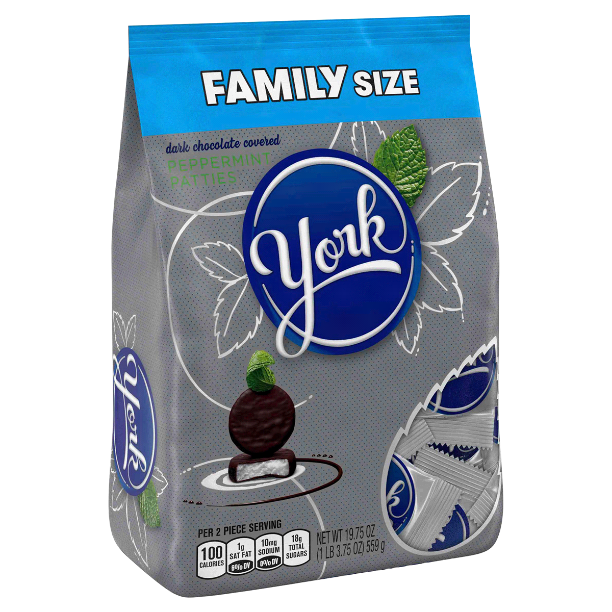 slide 6 of 7, York Dark Chocolate Peppermint Patties Family Bag, 19.75 oz