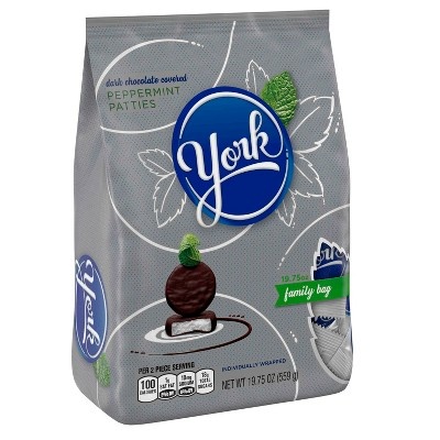 slide 1 of 7, York Dark Chocolate Peppermint Patties Family Bag, 19.75 oz