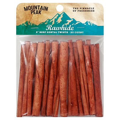 slide 1 of 1, Mountain Peak 5 in Rawhide Beef Dental Twists, 20 ct