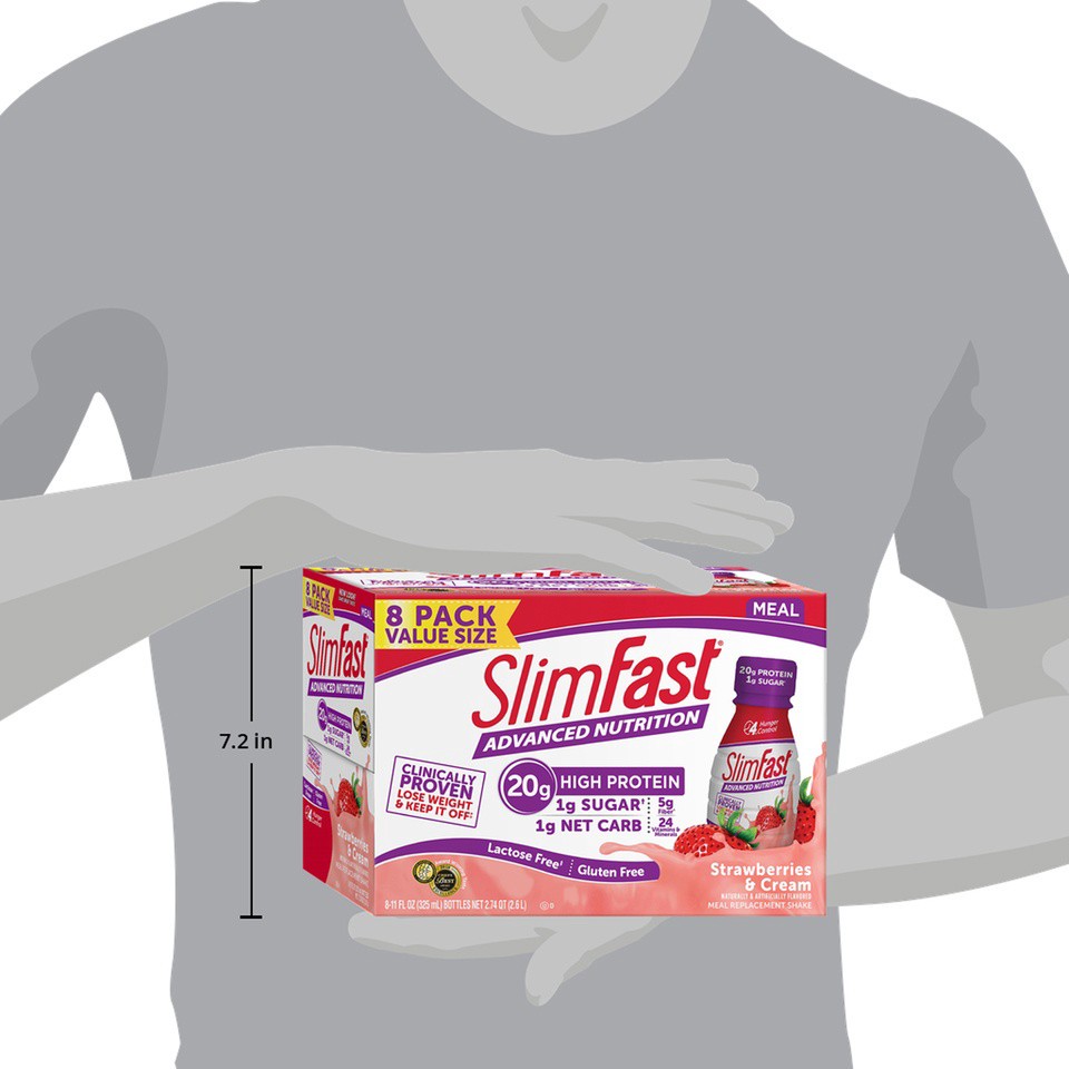 slide 9 of 9, SlimFast Advanced Nutrition Meal Replacement Shake Strawberries & Cream, 8 ct