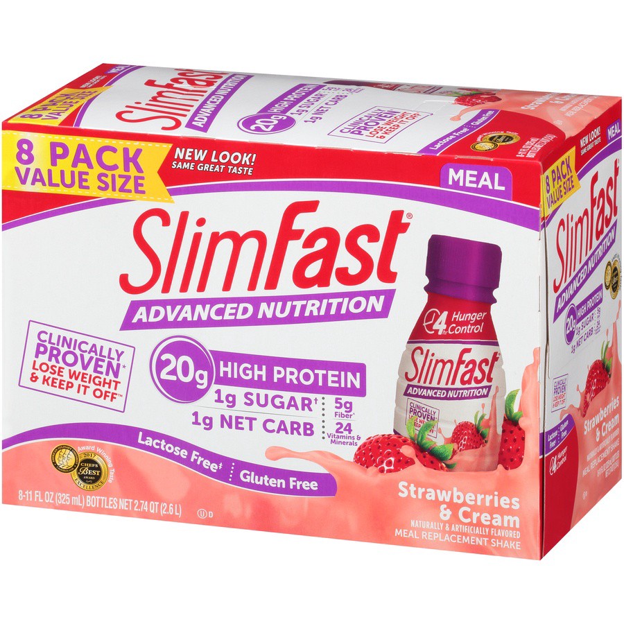 slide 7 of 9, SlimFast Advanced Nutrition Meal Replacement Shake Strawberries & Cream, 8 ct