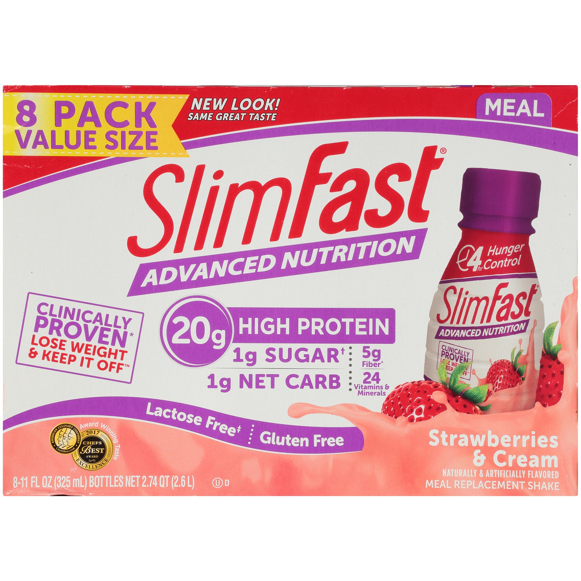 slide 8 of 9, SlimFast Advanced Nutrition Meal Replacement Shake Strawberries & Cream, 8 ct