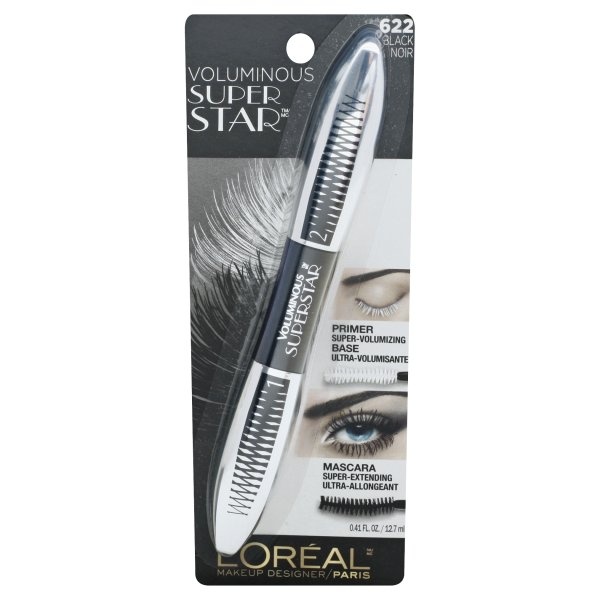 slide 1 of 6, L'Oréal Voluminous Superstar Mascara - 622 Black, 0.41 fl oz
