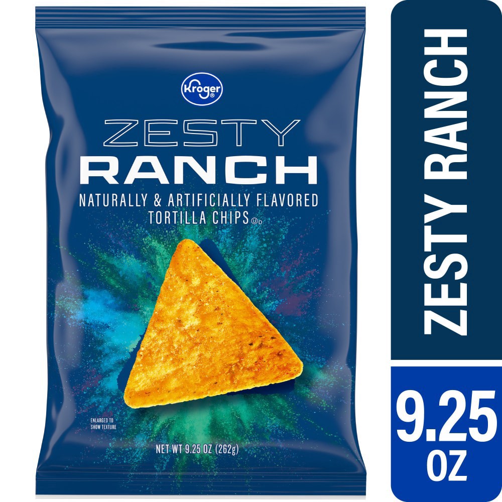 slide 1 of 6, Kroger Zesty Ranch Tortilla Chips, 9.25 oz