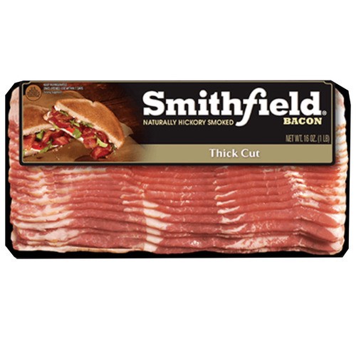 slide 1 of 1, Smithfield® thick cut hickory smoked bacon, 16 oz