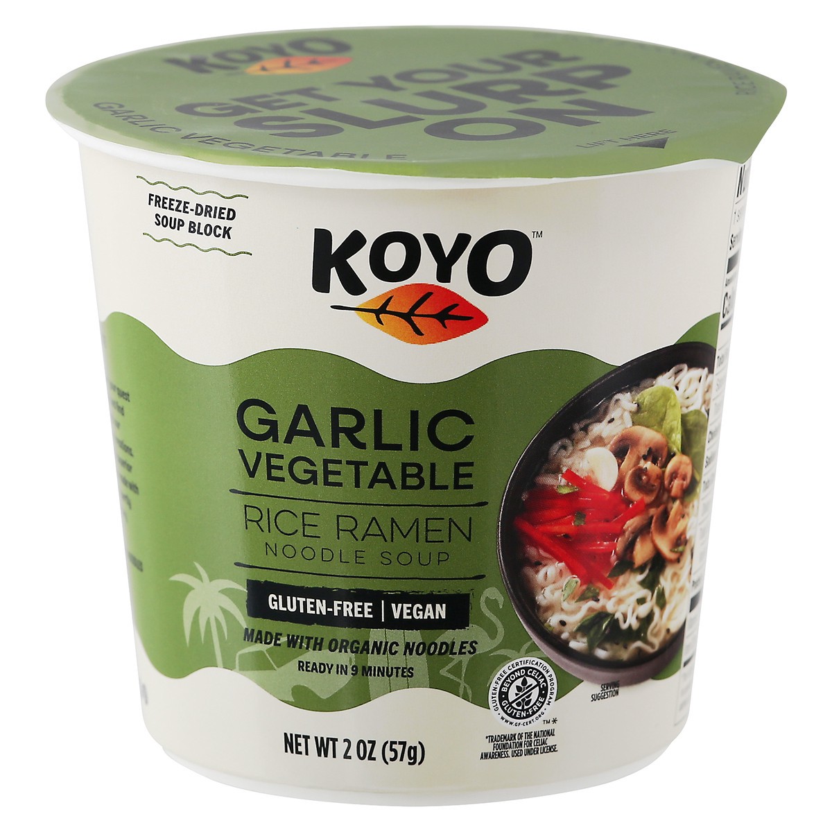 slide 5 of 14, Koyo Garlic Vegetable Rice Ramen Noodle Soup 2 oz, 2 oz