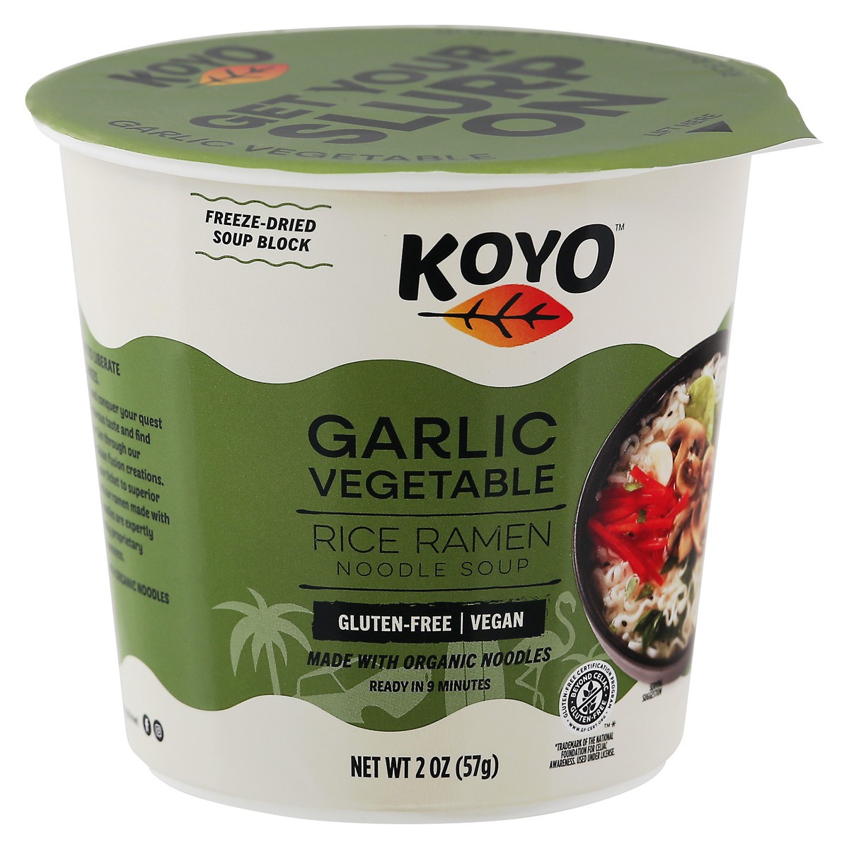 slide 11 of 14, Koyo Garlic Vegetable Rice Ramen Noodle Soup 2 oz, 2 oz