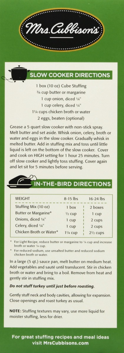 slide 7 of 9, Mrs. Cubbison's Herb Seasoned Cube Stuffing 10 oz,