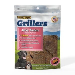 slide 1 of 1, Savory Prime Grillers Salmon Jerky Tenders Natural Dog Treats, 4 Oz, 4 oz