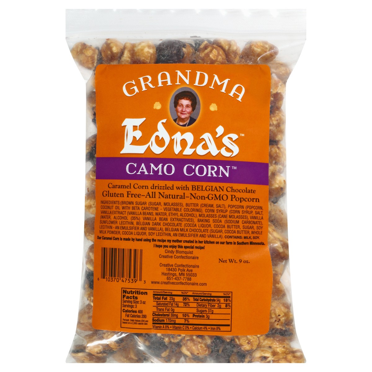 slide 1 of 1, Edna's Camo Popcorn 9 oz, 9 oz