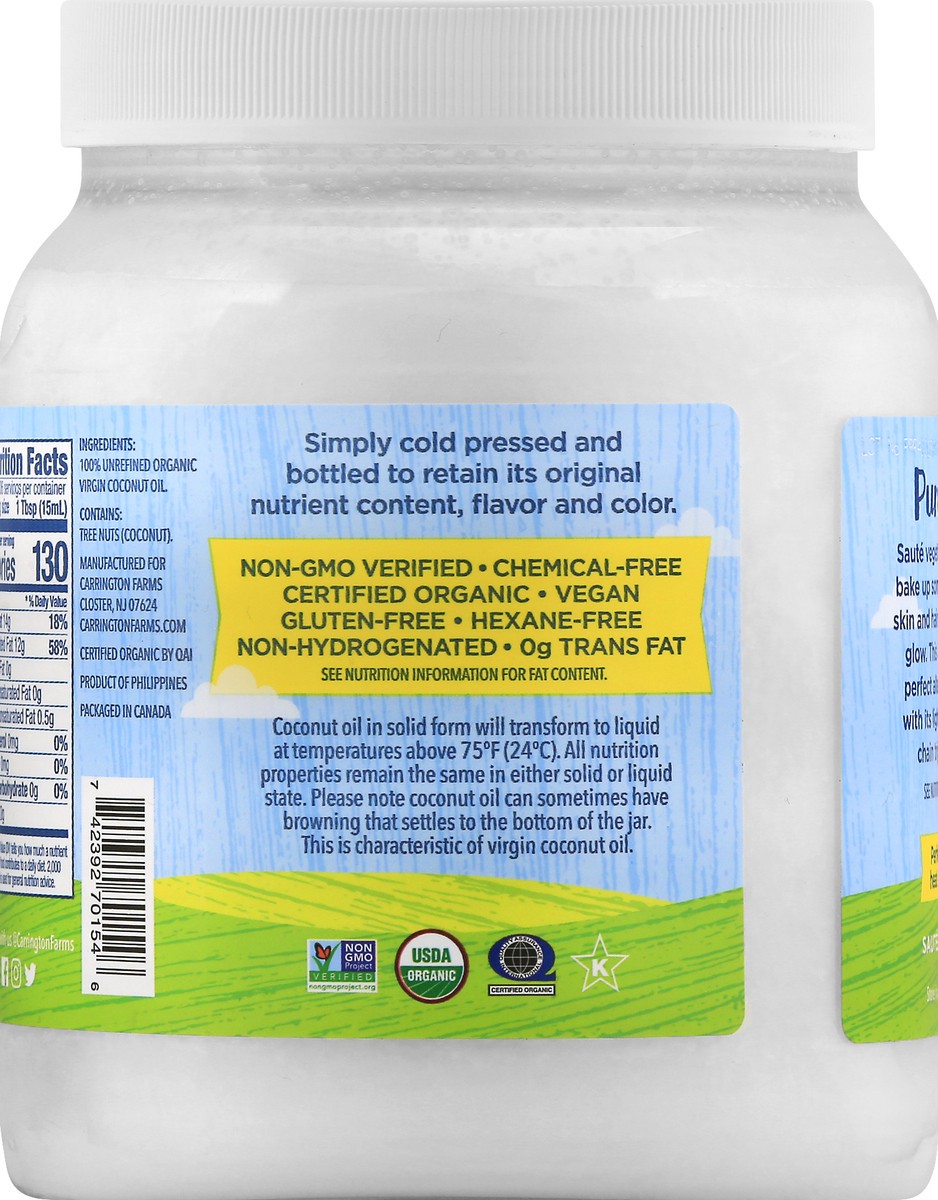 slide 9 of 13, Carrington Farms Organic Unrefined Virgin Coconut Oil 54 oz, 54 oz