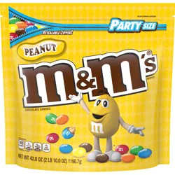 M&M'S Peanut Milk Chocolate Candy, Party Size, 42 oz Bag