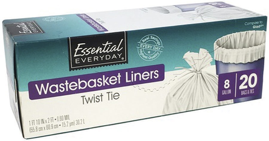 slide 1 of 1, Essential Everyday Wastebasket Liner, 20 ct