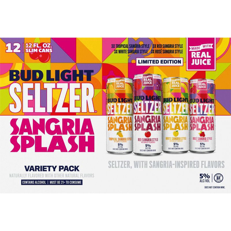 slide 6 of 7, Bud Light Seltzer Sangria Splash Variety Pack, 12 Pack 12 fl. oz. Cans, 12 ct; 12 oz