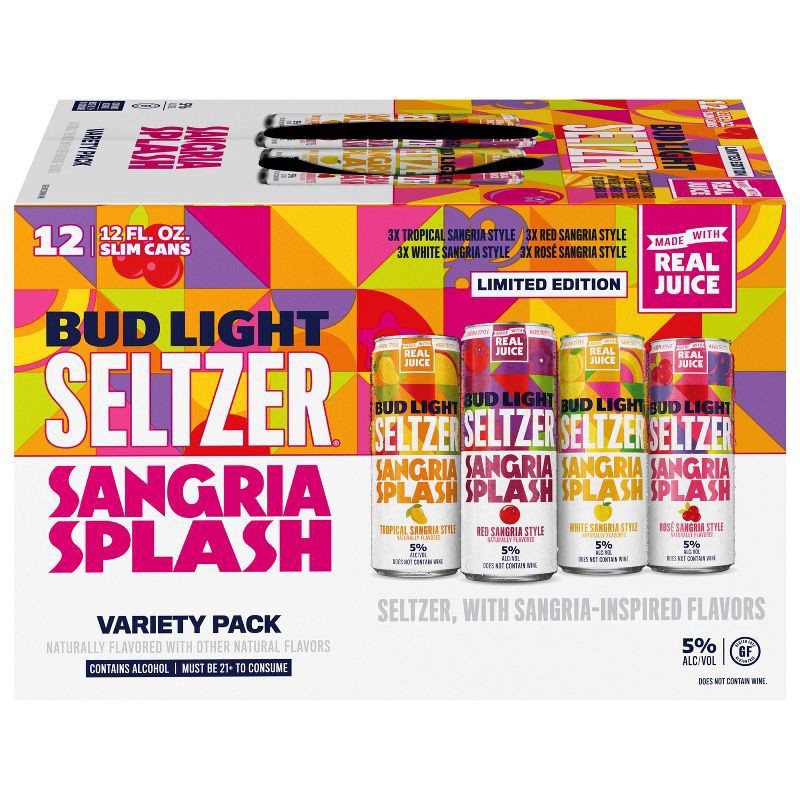 slide 7 of 7, Bud Light Seltzer Sangria Splash Variety Pack, 12 Pack 12 fl. oz. Cans, 12 ct; 12 oz