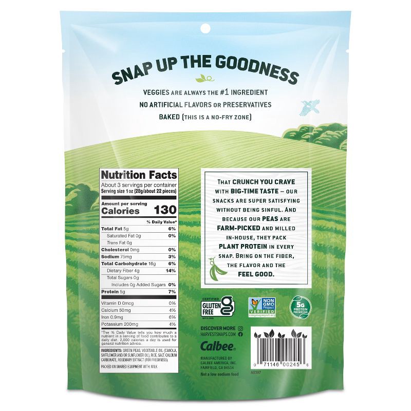 slide 2 of 6, Harvest Snaps Green Pea Snack Crisps Lightly Salted - 3.3oz, 3.3 oz