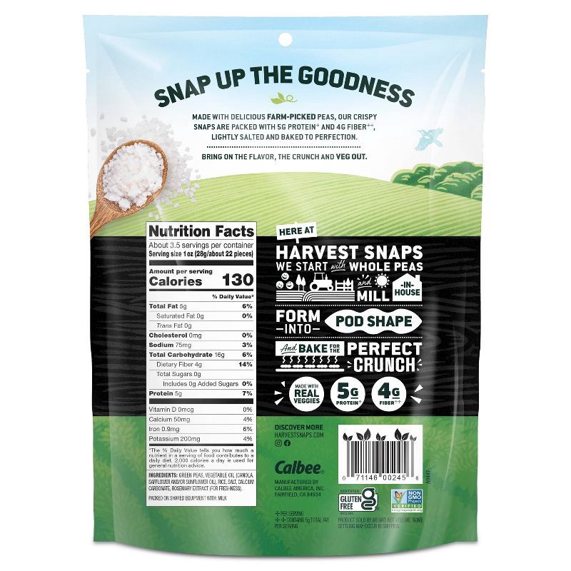 slide 3 of 7, Harvest Snaps Green Pea Snack Crisps Lightly Salted - 3.3oz, 3.3 oz