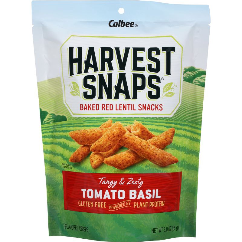 slide 3 of 6, Harvest Snaps Red Lentil Snack Crisps Tomato Basil - 3oz, 3 oz