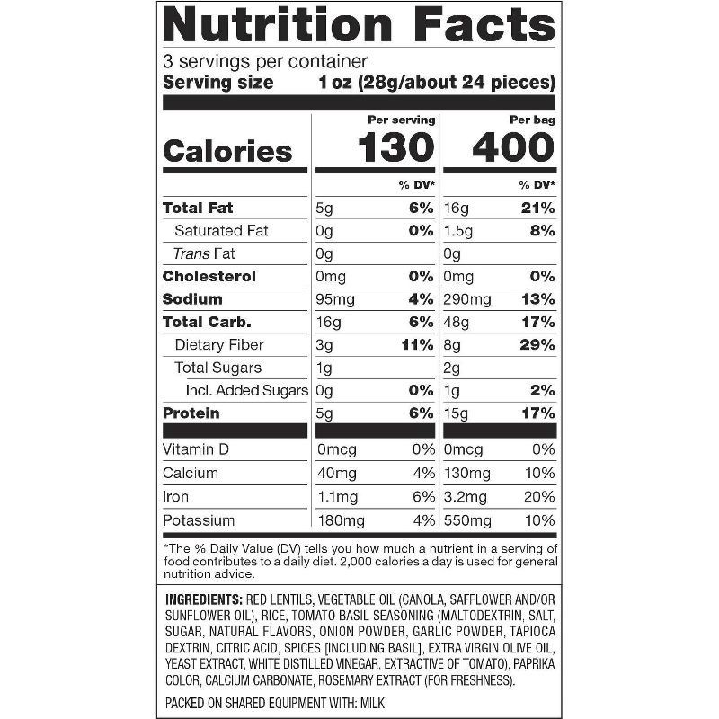 slide 4 of 7, Harvest Snaps Red Lentil Snack Crisps Tomato Basil - 3oz, 3 oz