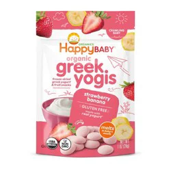 Happy Baby Organic Yogis Strawberry Banana Freeze Dried Greek Yogurt &amp; Fruit Baby Snacks - 1oz
