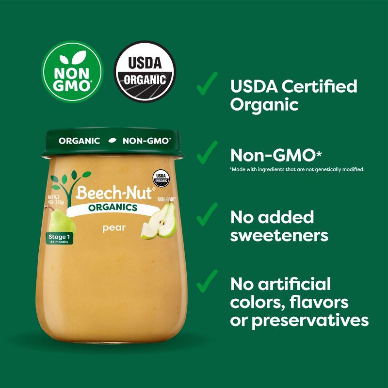 slide 3 of 7, Beech-Nut Non-GMO Organics Pears Baby Food Jar - 4oz, 4 oz