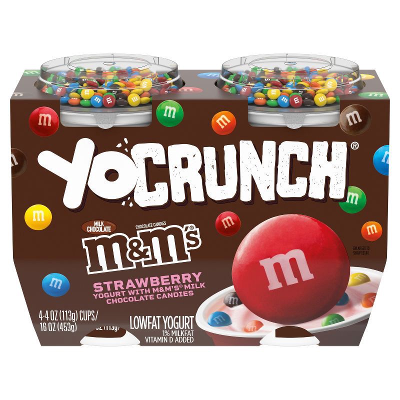 slide 2 of 12, YoCrunch Low Fat Strawberry with M&Ms Yogurt - 4ct/4oz Cups, 4 ct; 4 oz