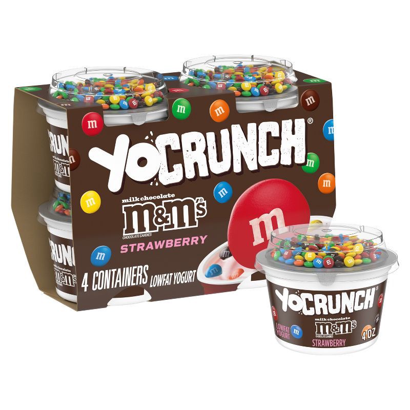 slide 1 of 11, YoCrunch Low Fat Strawberry with M&Ms Yogurt - 4ct/4oz Cups, 4 ct; 4 oz