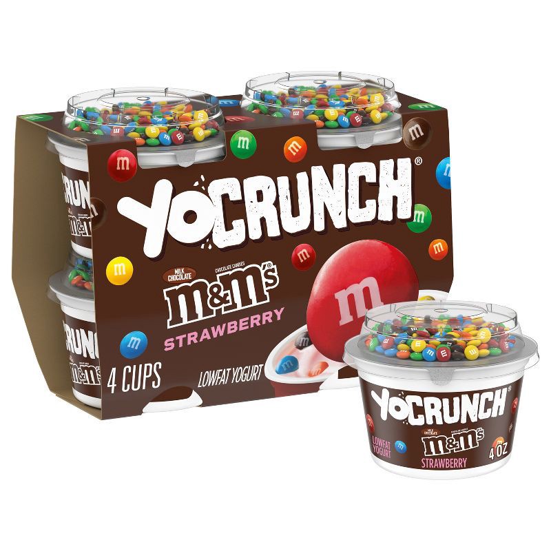 slide 1 of 12, YoCrunch Low Fat Strawberry with M&Ms Yogurt - 4ct/4oz Cups, 4 ct; 4 oz