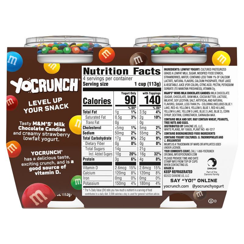 slide 8 of 12, YoCrunch Low Fat Strawberry with M&Ms Yogurt - 4ct/4oz Cups, 4 ct; 4 oz