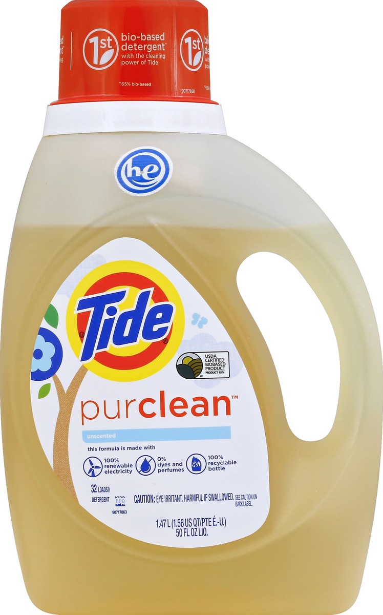 slide 2 of 2, Tide PurClean Laundry Detergent, Unscented, 50 fl oz