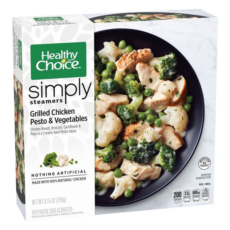 slide 2 of 4, Healthy Choice Simply Steamers Frozen Grilled Chicken Pesto and Vegetables - 9.15oz, 9.15 oz